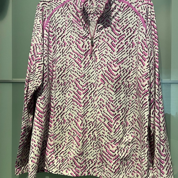 Tail Tops - Tail Pink and White Patterned Women's Long Sleeved golf Shirt XXL